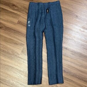 Express Blue Plaid Linen Dress Pants 31X34 NWT